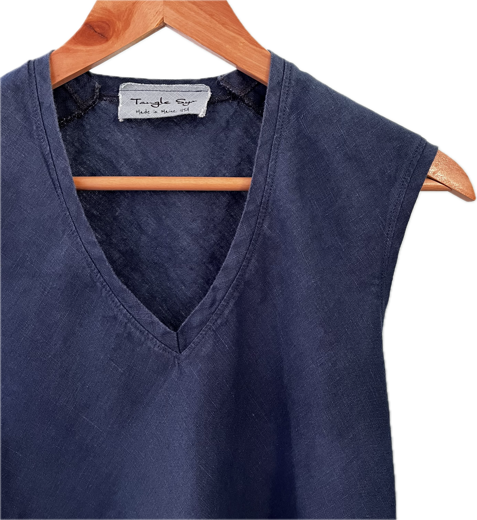 Bias-Cut Sleeveless V-Neck Shirt