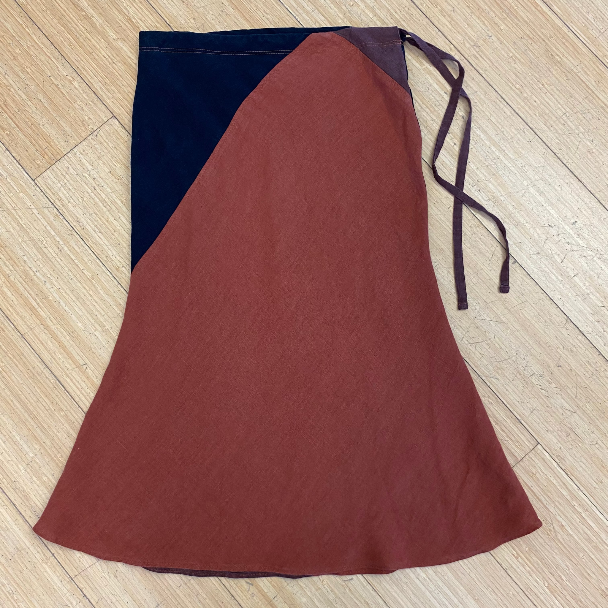 Pieced Linen Bias-Cut Skirt- Small