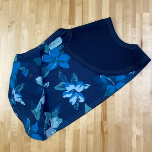 Upcycled Navy Hemp & Cotton Blue Floral Bolero Vest